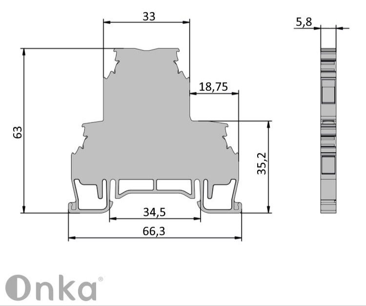 ONKA 2.5mm2, 2 tier Screw rail connector terminal block DIN rail terminal block 4-wire grey, 1010332 ONKA 2.5mm2, 2 tier Screw rail connector terminal block DIN rail terminal block 4-wire grey, 1010332