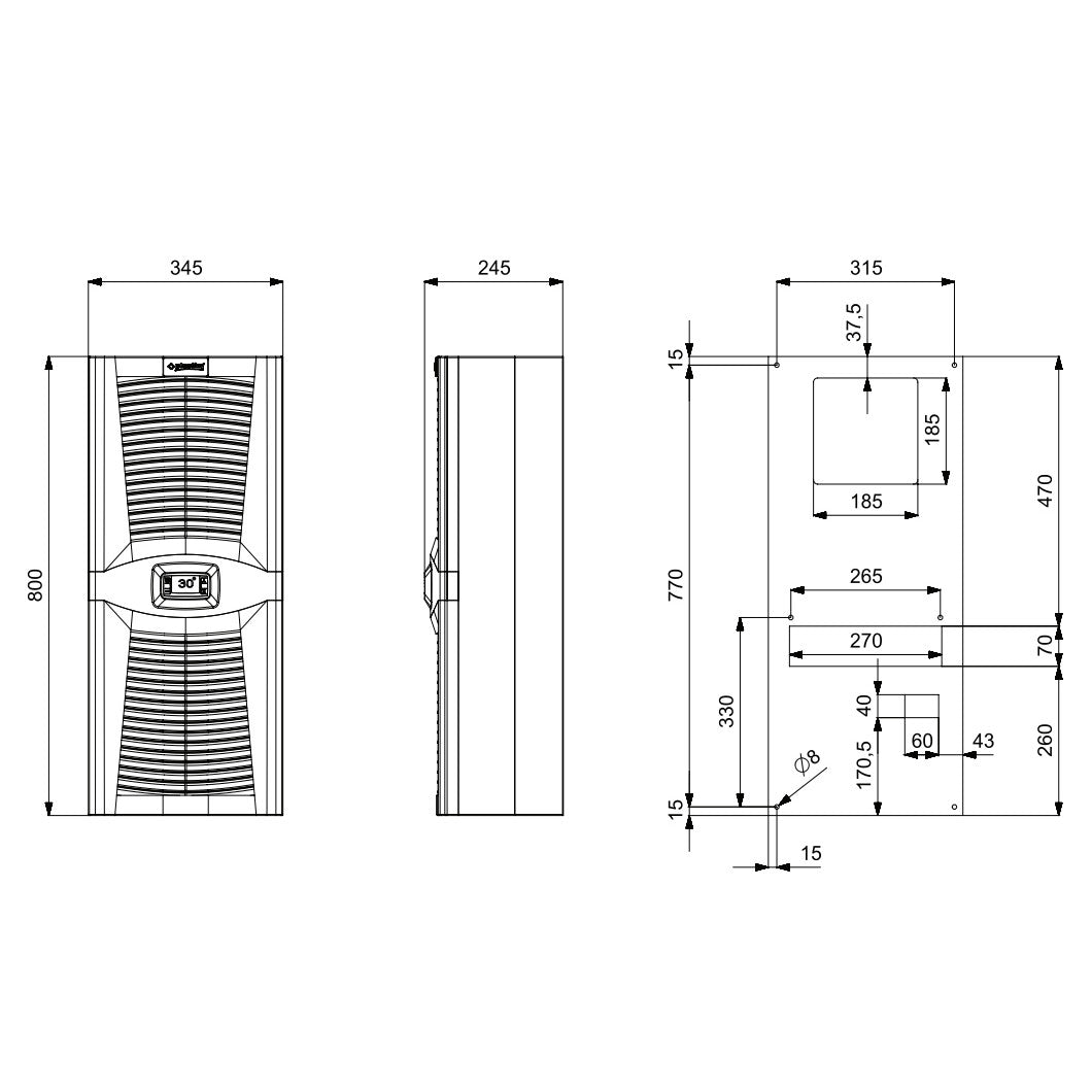 Air conditioning for switchboards / Cooler 1100W, PAD1100.01, Plastim Air conditioning for switchboards / Cooler 1100W, PAD1100.01, Plastim