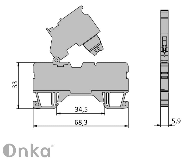 ONKA 2.5mm2 screw connection fuse terminal block (fuse not included) grey, 1020223 ONKA 2.5mm2 screw connection fuse terminal block (fuse not included) grey, 1020223