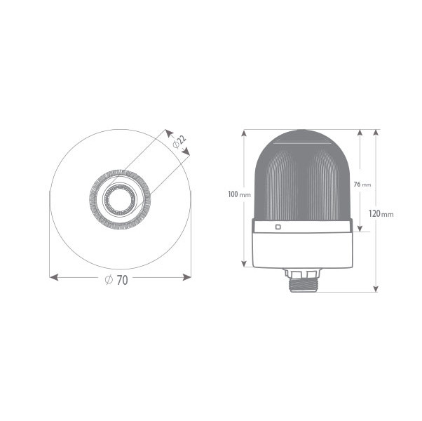 RGB LED beacon with sound signal, 12-24 V/DC, ø70mm RGB LED beacon with sound signal, 12-24 V/DC, ø70mm