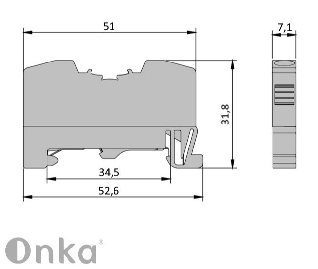 ONKA 4mm2 PE spring rail connector terminal block DIN rail terminal 2-wire grey, 1020299 ONKA 4mm2 PE spring rail connector terminal block DIN rail terminal 2-wire grey, 1020299