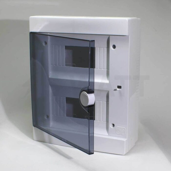 ARS Modular switchboard 16 MOD (16 fuses), surface-mounted switch cabinet, plastic, transparent door IP40, 341205
