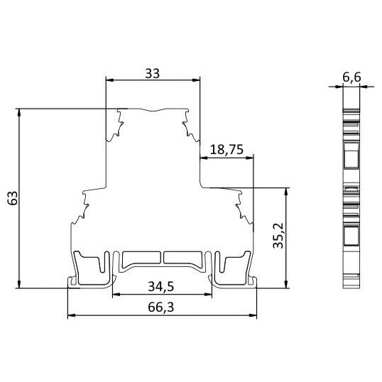 ONKA 4mm2, 2 tier Screw rail connector terminal block DIN rail terminal 4-wire grey, 1010368 ONKA 4mm2, 2 tier Screw rail connector terminal block DIN rail terminal 4-wire grey, 1010368