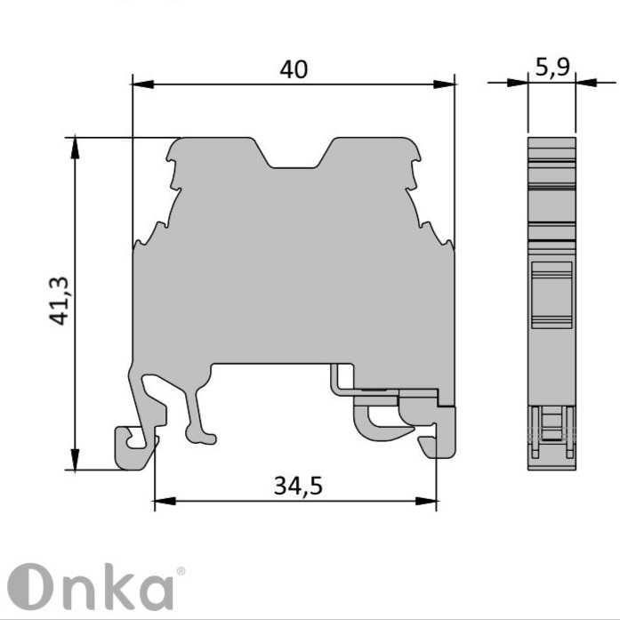 ONKA 2,5mm2 PE Screw rail connector terminal block DIN rail terminal 2-wire grey, 1010219 ONKA 2,5mm2 PE Screw rail connector terminal block DIN rail terminal 2-wire grey, 1010219