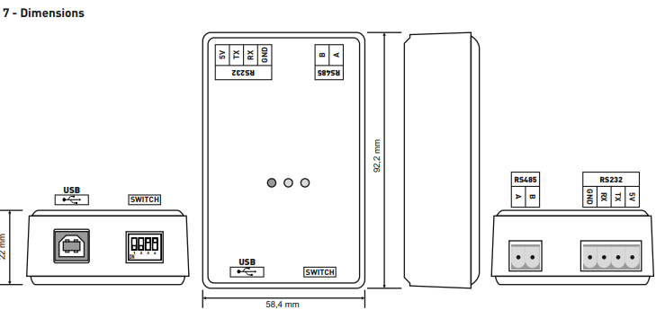 Modbus interface converter RS485 to RS232 to PC via USB Modbus interface converter RS485 to RS232 to PC via USB