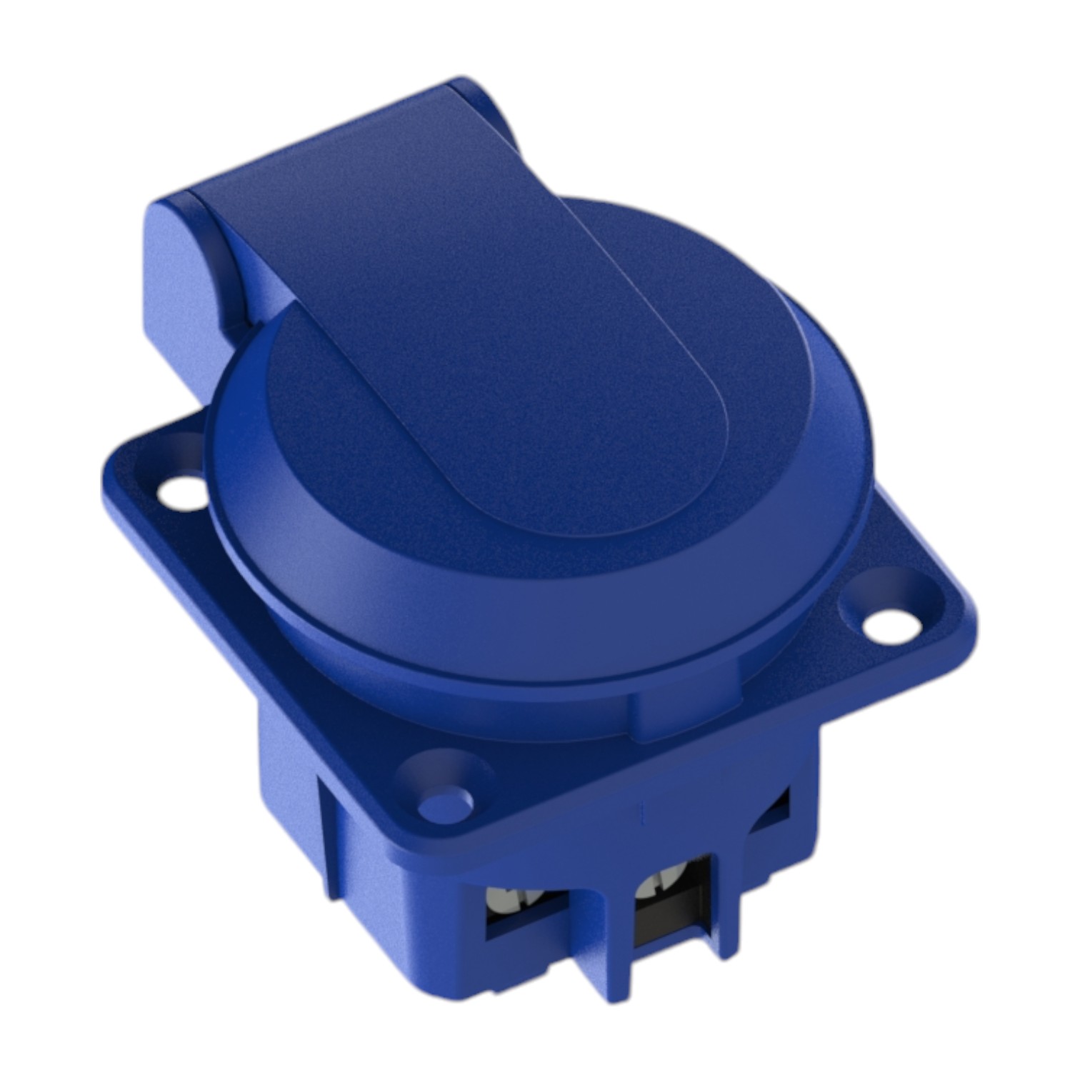 Hermetic socket 2P+Z, 230/220v, with earthing, IP44, with flap, blue, 250V French Hermetic socket 2P+Z, 230/220v, with earthing, IP44, with flap, blue, 250V French