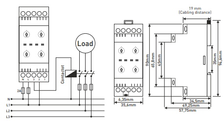 Monitoring/protection three-phase relay for overvoltage, undervoltage control Monitoring/protection three-phase relay for overvoltage, undervoltage control