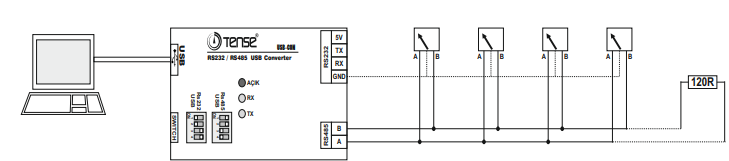Modbus interface converter RS485 to RS232 to PC via USB Modbus interface converter RS485 to RS232 to PC via USB