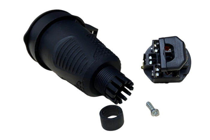 Hermetic black rubber socket IP54 with flap 2P+Z 16A 250V SCHUKO RDP-F Bylion