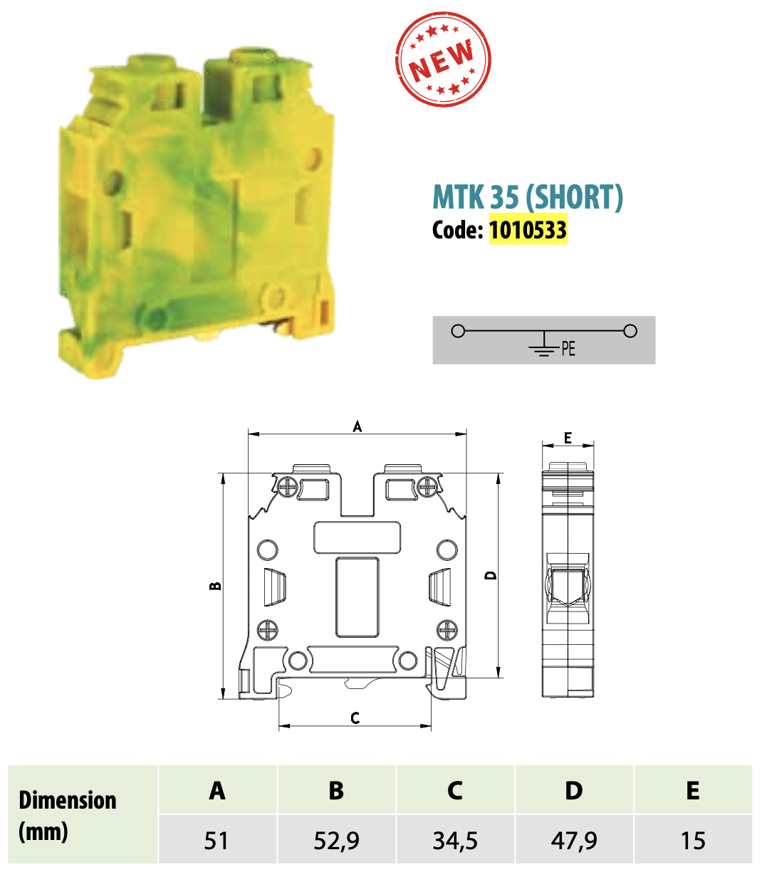 ONKA 35mm2 PE Screw rail connector terminal block DIN rail terminal 2-wire grey, 1010533 ONKA 35mm2 PE Screw rail connector terminal block DIN rail terminal 2-wire grey, 1010533