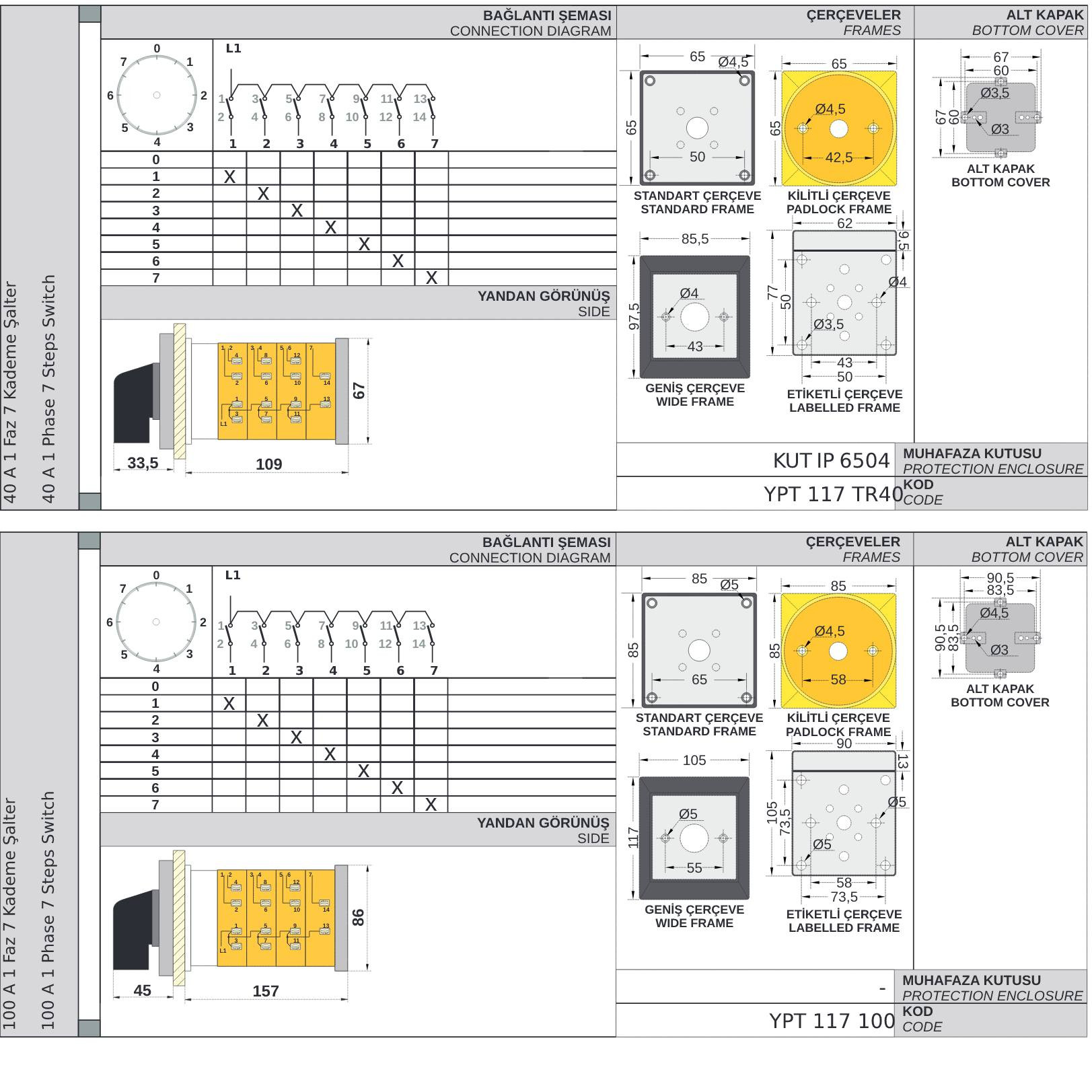 Step switch 0-1-2-3-4-5-6-7 degree rotary switch , 1 pole, 10-160A Step switch 0-1-2-3-4-5-6-7 degree rotary switch , 1 pole, 10-160A