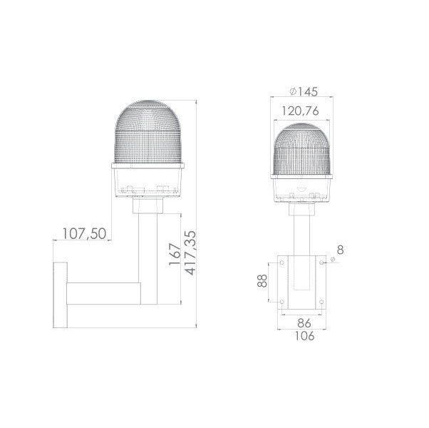 Flashing beacon barrier for wall mounting Flashing beacon barrier for wall mounting